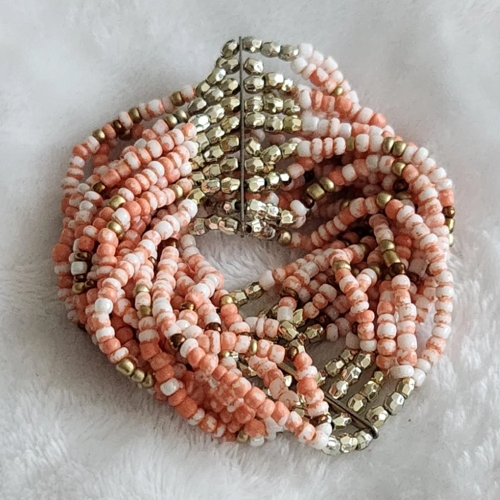 💗Women’s Multicolor Beaded Bracelet – Connected Multi-Band Style – Preowned